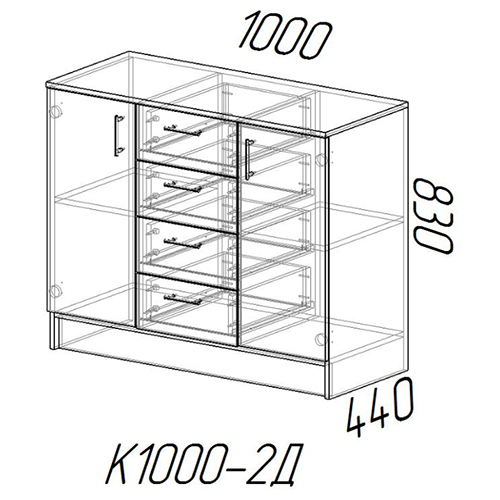 Комод К 1000-2Д Ясень шимо