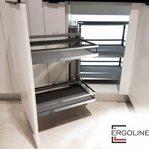 Механизм выкатной "Волшебный уголок" с доводчиком UNIVERSE ESTETICA, KRM05/900-1000, универсальный монтаж, хром, противоскользящее дно, Boyard