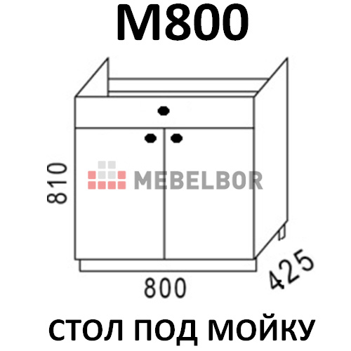 Модуль Стол под мойку М800 Ясень шимо