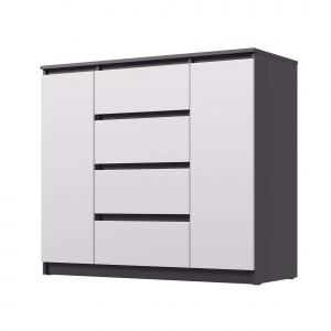 Комод ВЕГА Люкс 2Д-4Я Графит/Белый гладкий