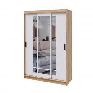 Шкаф-купе БРУНО 4 Дуб Вотан/Белый гладкий