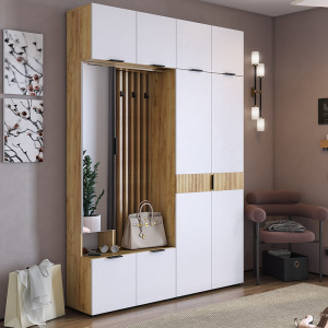 Прихожая Бери К4 дуб крафт золотой/белое дерево