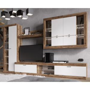 Гостиная ПРАГА №5 Дуб делано/Белый гладкий