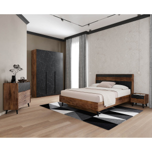 Спальный гарнитур Браун Таксония/Мрамор неро маркина