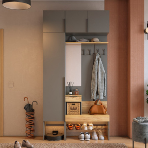 Прихожая Баско К4 графит/дуб крафт золотой