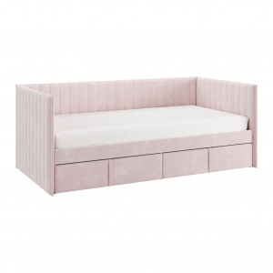 Кровать с ящиками Твикс (Софа) 90х200 нежно-розовый (велюр)