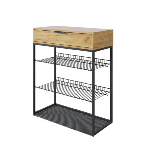 Обувница Краш черный муар/дуб крафт золотой