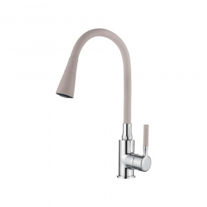 Смеситель для кухни Accoona A9890H-1 с силиконовым изливом Бежевый/Хром