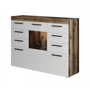 Комод Бастон Дуб Делано/Белый гладкий