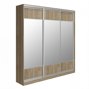 Шкаф-купе Старт 3-дверный с зеркалами и вставки верх, низ-ЛДСП 2100 (высота 2400, глубина 450)