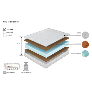 Матрас Soft кокос 140х200