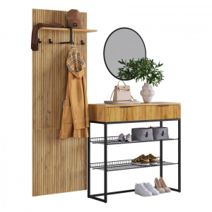 Прихожая К2 дуб крафт золотой/черный муар