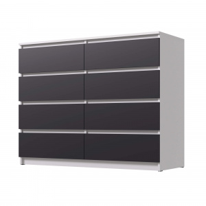 Комод ВЕГА Люкс 8Я Белый гладкий/Графит