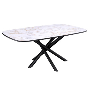 Стол обеденный Kenner DF1550 черный/керамика мрамор белый глянец