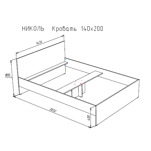 Кровать НК Николь 1400 Венге