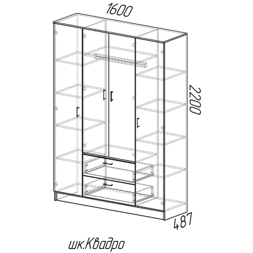 Шкаф Квадро с зеркалом Графит