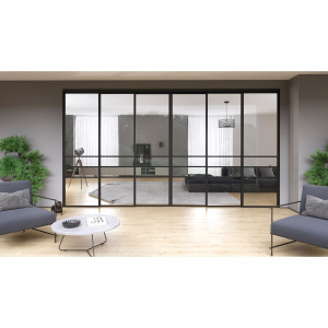 Раздвижные перегородки в проем 4500х2500 черный/стекло прозрачное