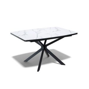 Стол обеденный Kenner BR1400 черный/керамика GLORIA WHITE