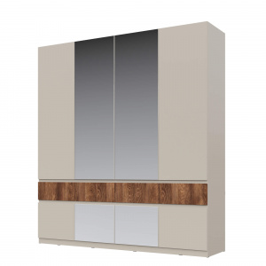 Шкаф НК PIANO 4-х створчатый с зеркалом Кашемир/Каштан