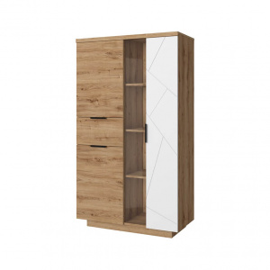 Шкаф с витриной KAYLAS 1V2D1S-P Дуб наварра/Эко джелато