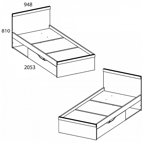 Кровать односпальная 90 OSKAR дуб Санремо