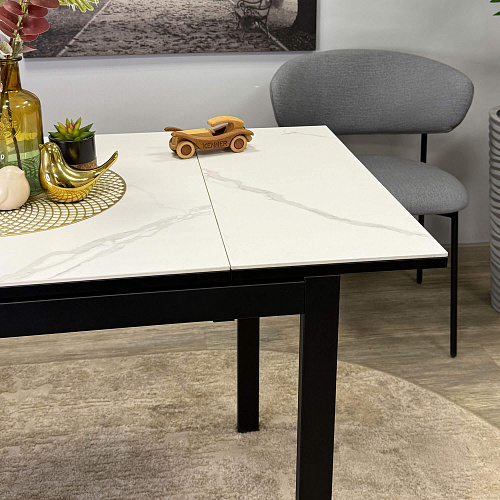 Стол обеденный Kenner LK900 черный/керамика GLORIA WHITE