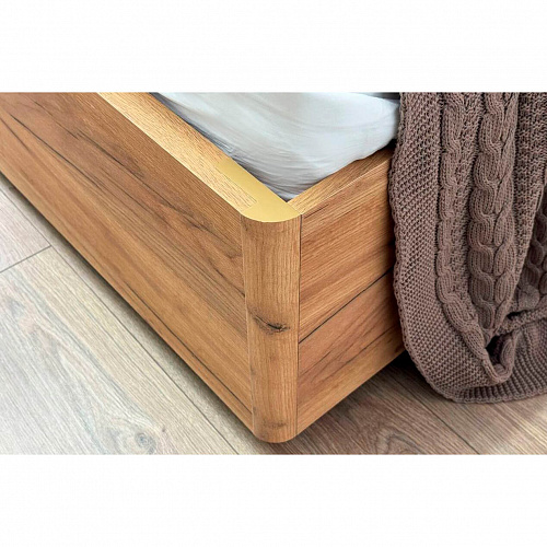 Кровать с подъемным механизмом Юлия 160х200 дуб крафт золотой/белый(плюш)