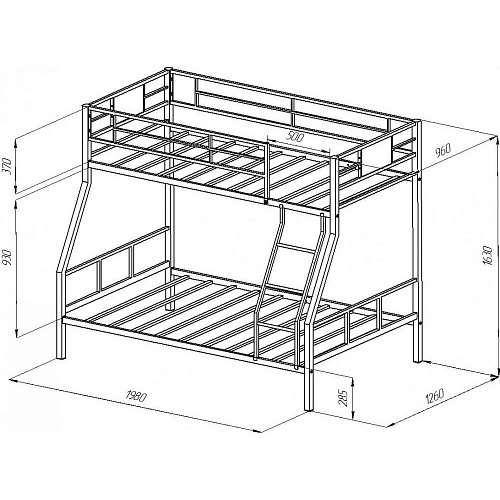 Двухъярусная кровать металлокаркас Гранада 1