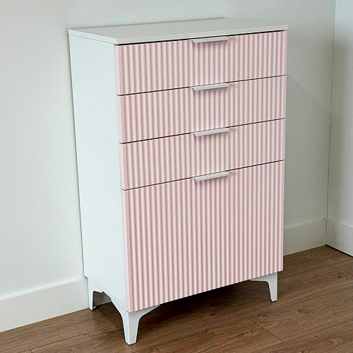 Комод Зефир белое дерево/пудра розовая (эмаль)