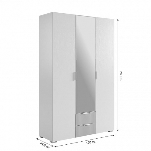 Шкаф трехдверный Зефир 109.02 белое дерево/серый (эмаль)