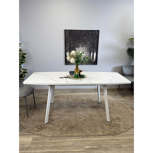 Стол обеденный Kenner AK1400 белый/керамика GLORIA WHITE