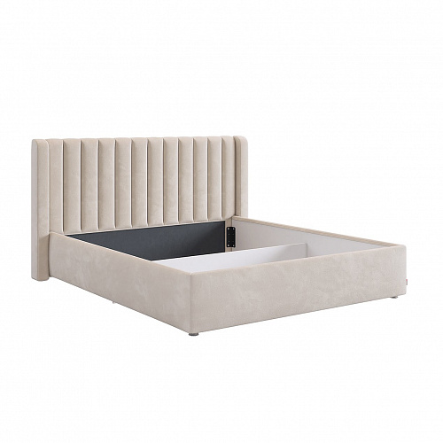 Кровать с подъемным механизмом Ева 160х200 крем (велюр)