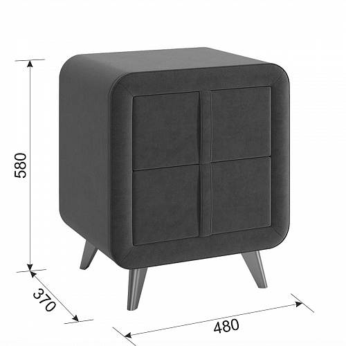 Тумба прикроватная Софи 2 графит (велюр)