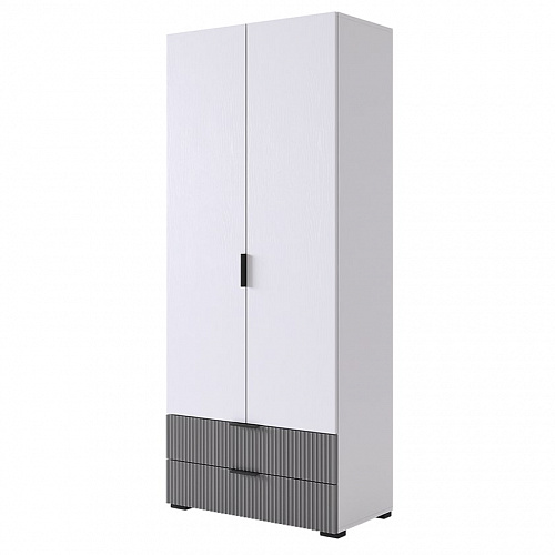 Шкаф двухдверный Зефир 108.01 белое дерево/серый (эмаль)