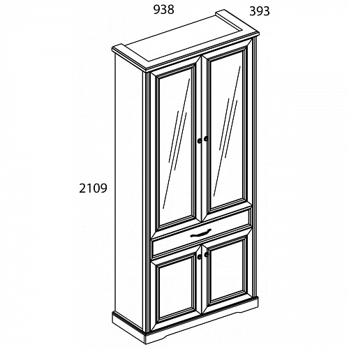 Шкаф с витриной TOSCANA NEW 2V2D1S Персидский жемчуг/Каньон
