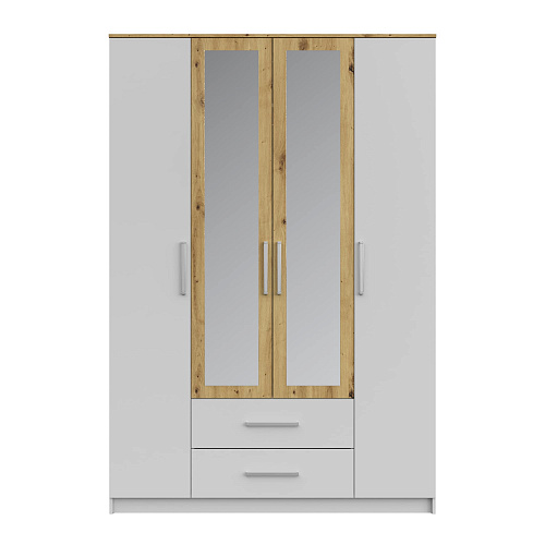 Шкаф 4-х дверный НК Бланка Белый/дуб Артизан