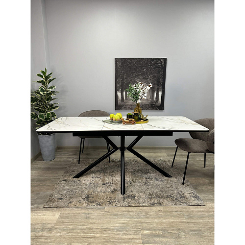 Стол обеденный Kenner DM1400 черный/керамика мрамор золотой