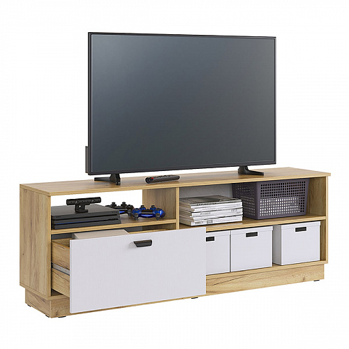 Тумба под ТВ Моди дуб крафт золотой/белое дерево