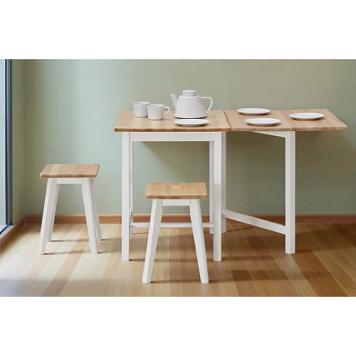 Стол раскладной большой ИДЕЯ массив Бесцветный (Лак)/СНЕГ