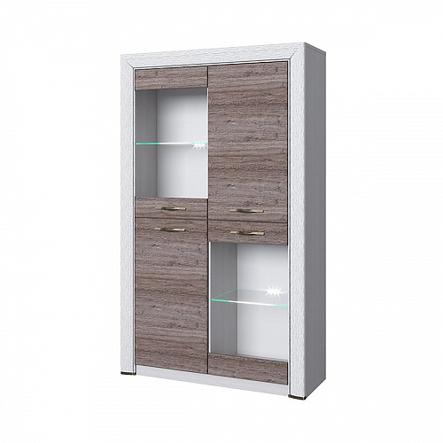 Шкаф-витрина 2V2D OLIVIA Вудлайн крем/дуб анкона