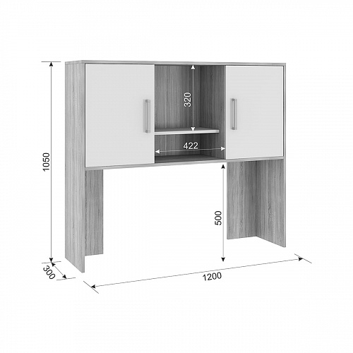 Надстройка стола компьютерного Лайт-2 белый