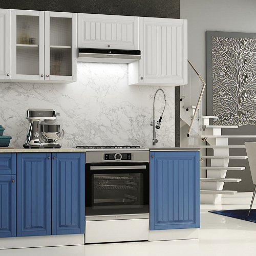 Кухня Хозяюшка 2,1 Акация Белая-Деним