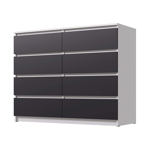 Комод ВЕГА Люкс 8Я Белый гладкий/Графит