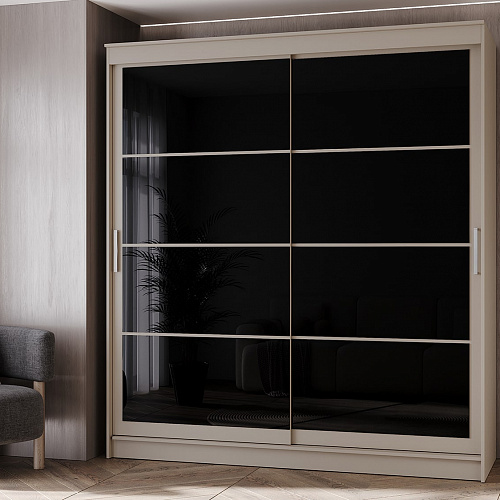 Шкаф-купе ГРАНД 1 2,0 Сатин/Лакобель черный