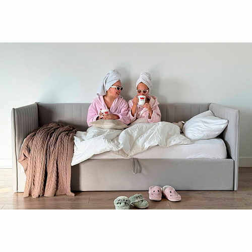 Кровать с подъемным механизмом Твикс (Софа) 90х200 галька (велюр)