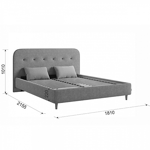Кровать Лео 160х200 графит/галька (велюр)