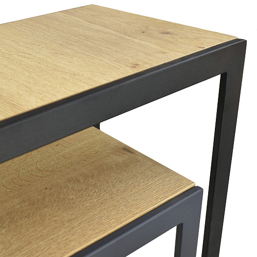 Столик прикроватный ПГ-55 черный муар/дуб галифакс натуральный