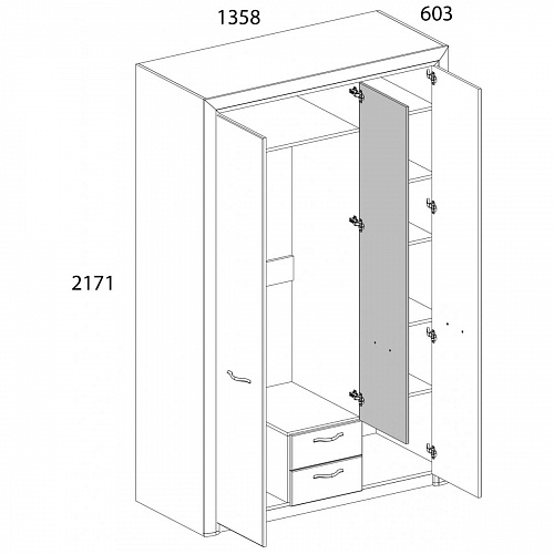 Шкаф 3D2S Z OLIVIA Вудлайн крем/дуб анкона