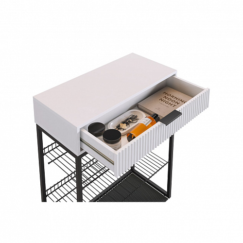 Обувница Вельвет белое дерево/черный муар