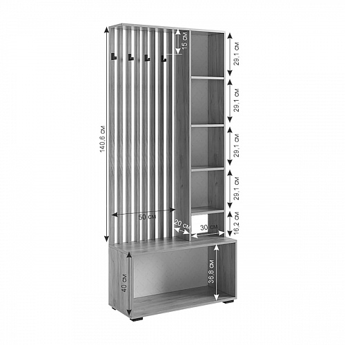 Прихожая Бери дуб крафт золотой/белое дерево